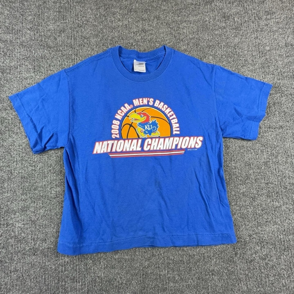 Kansas Jayhawks Shirt Mens Small Blue NCAA Basketball 2008 National Champions